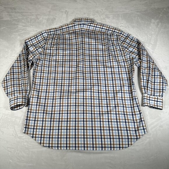 Peter Millar Shirt Men Size XXL Plaid Long Sleeve Single Pocket 100% Cotton EUC - Picture 9 of 10